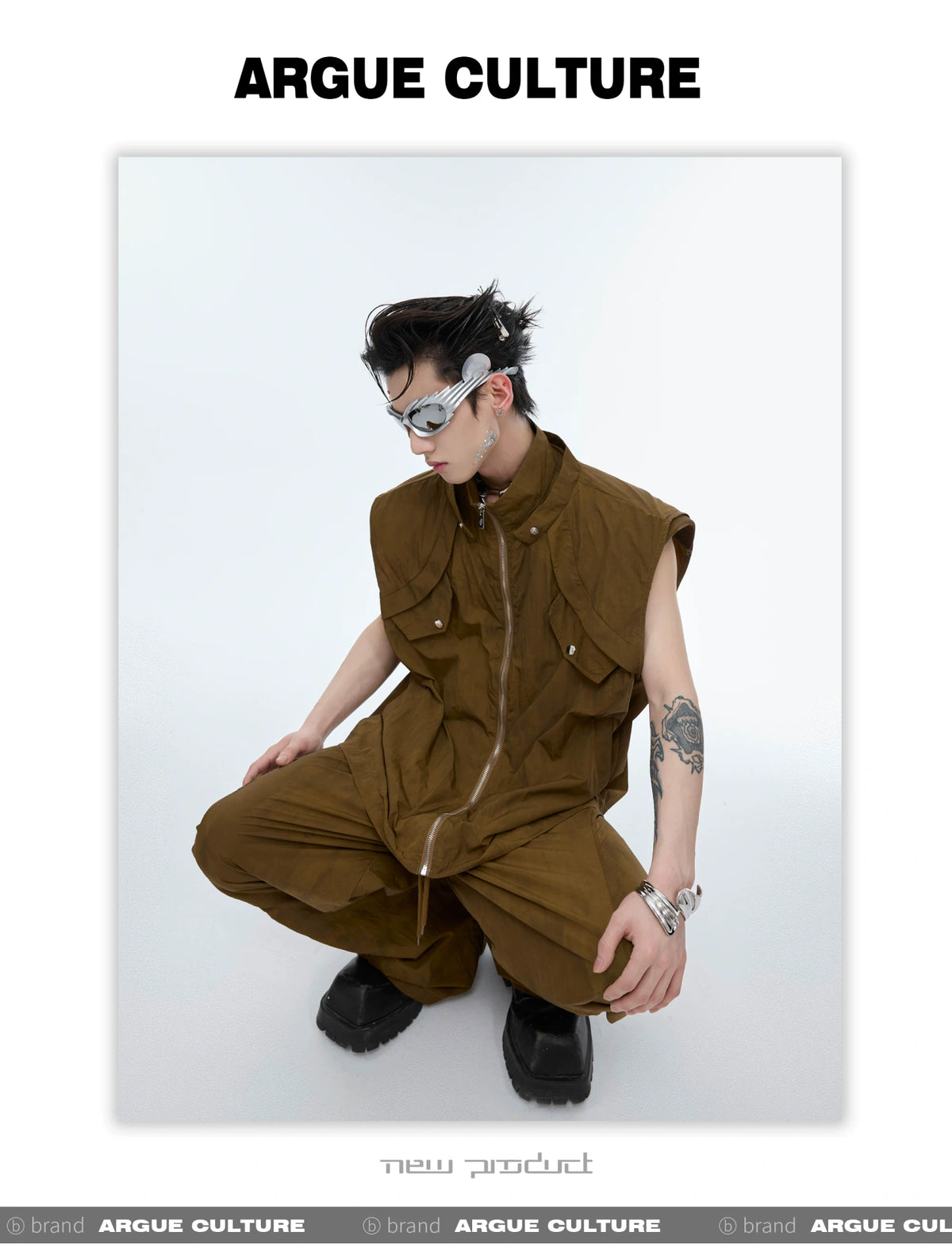 Deconstructed Nylon Utility Vest and Workwear Pants - detail image 16