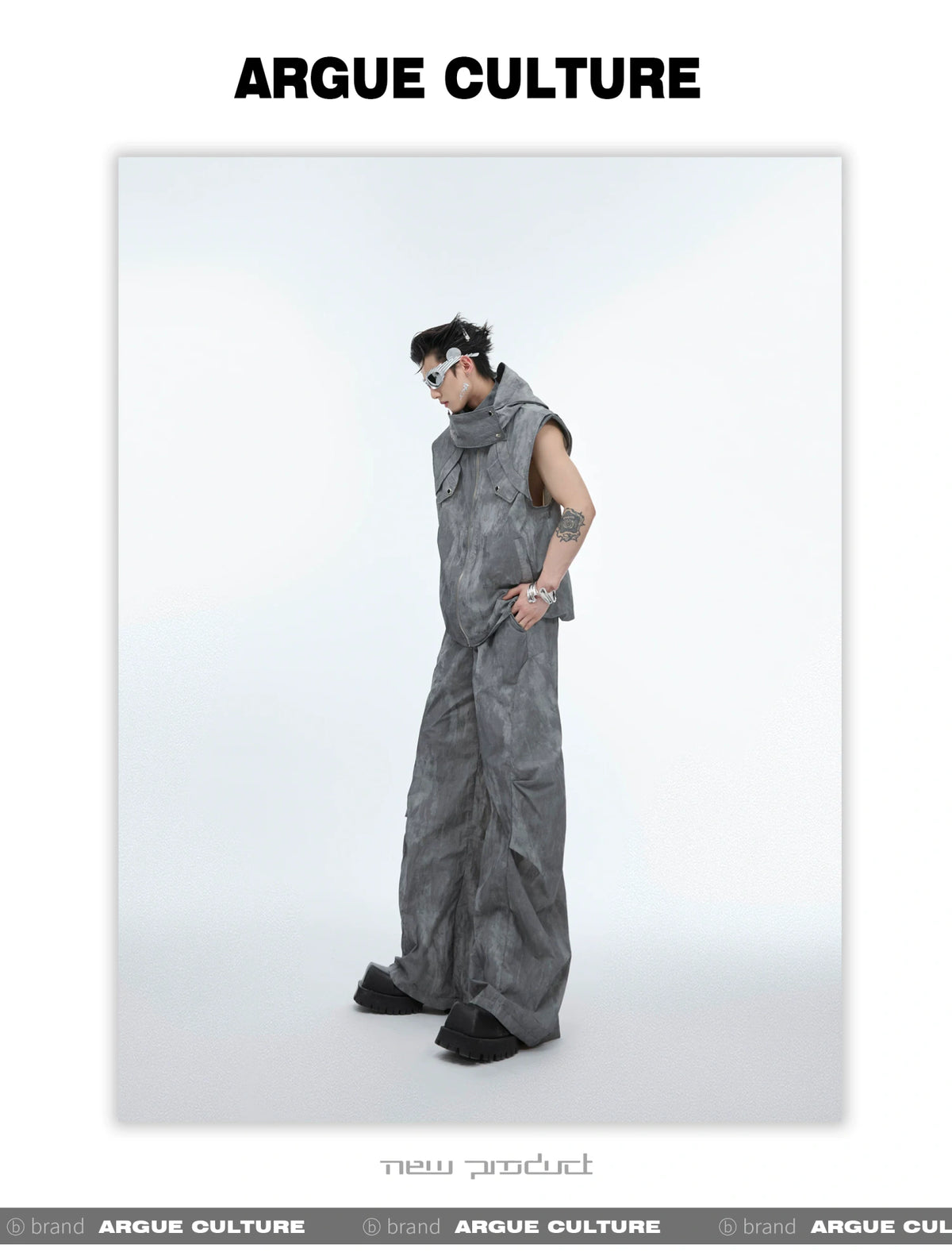 Deconstructed Nylon Utility Vest and Workwear Pants - detail image 6