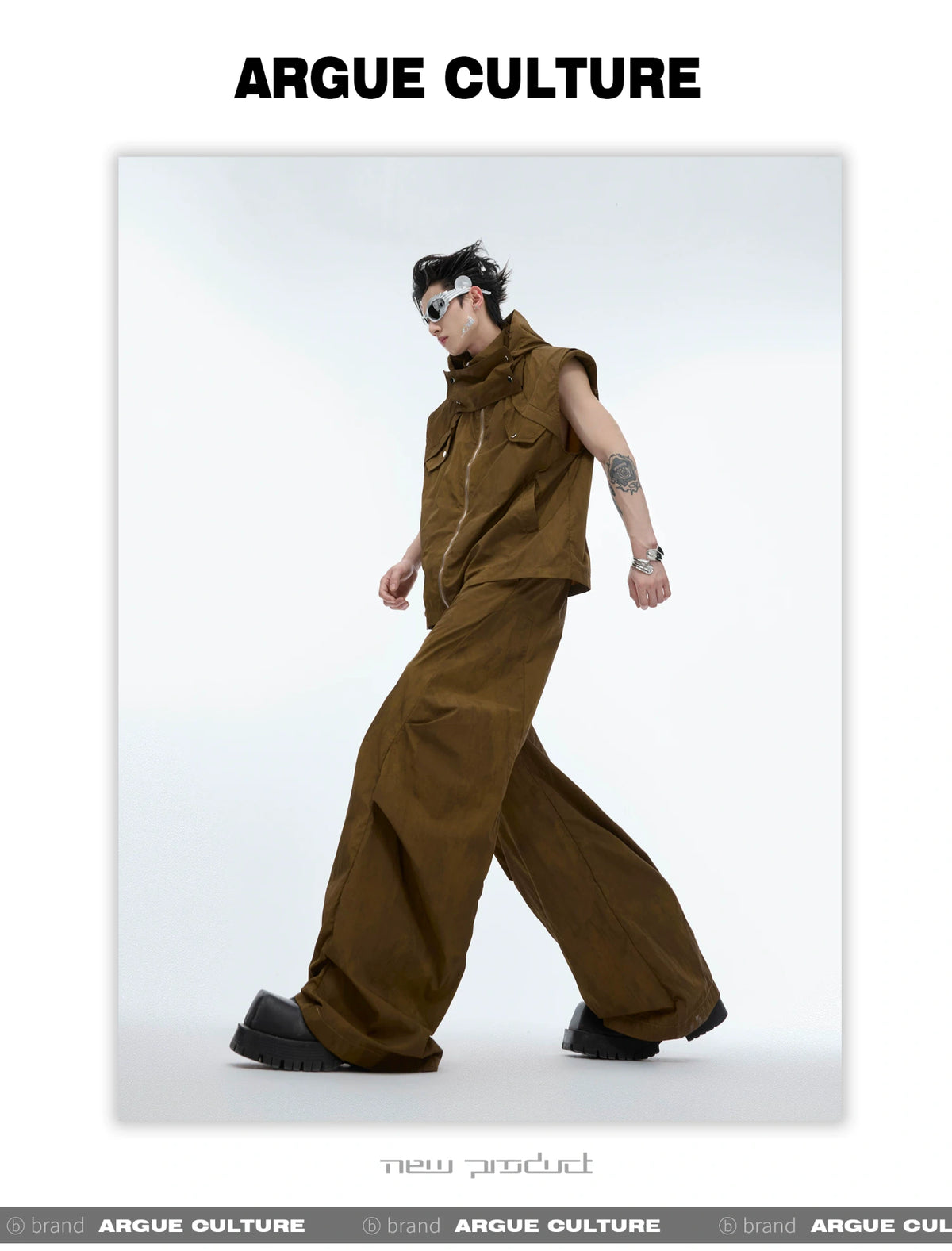 Deconstructed Nylon Utility Vest and Workwear Pants - detail image 9