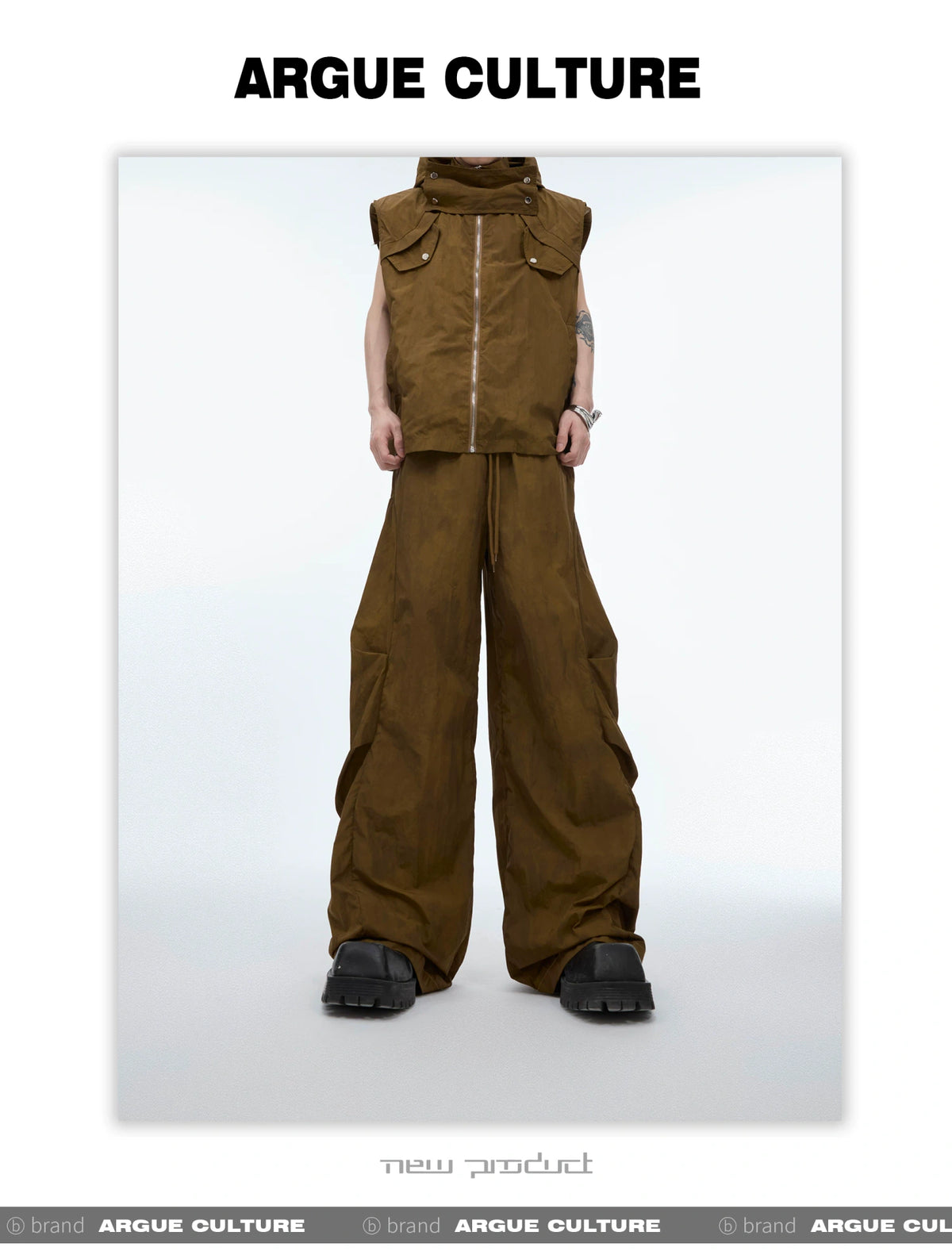 Deconstructed Nylon Utility Vest and Workwear Pants - detail image 17