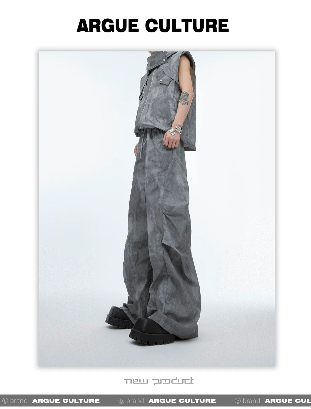 Deconstructed Nylon Utility Vest and Workwear Pants - detail image 4