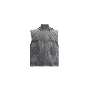 Deconstructed Nylon Utility Vest and Workwear Pants - Bili Gray Top (Removable Hood)
