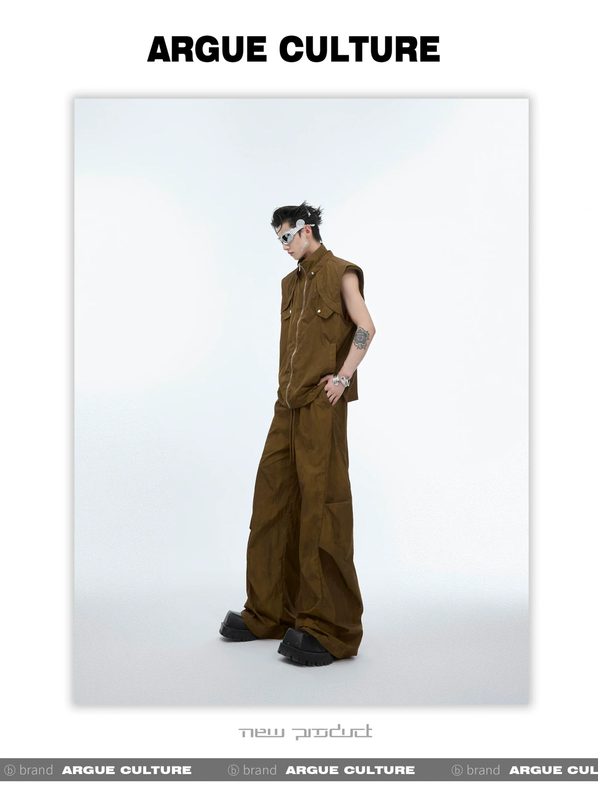 Deconstructed Nylon Utility Vest and Workwear Pants - detail image 11