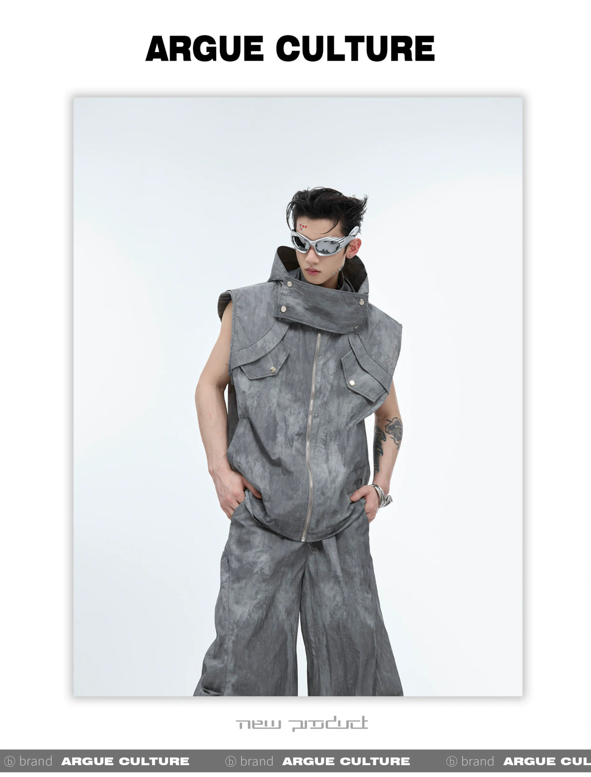 Deconstructed Nylon Utility Vest and Workwear Pants - detail image 2