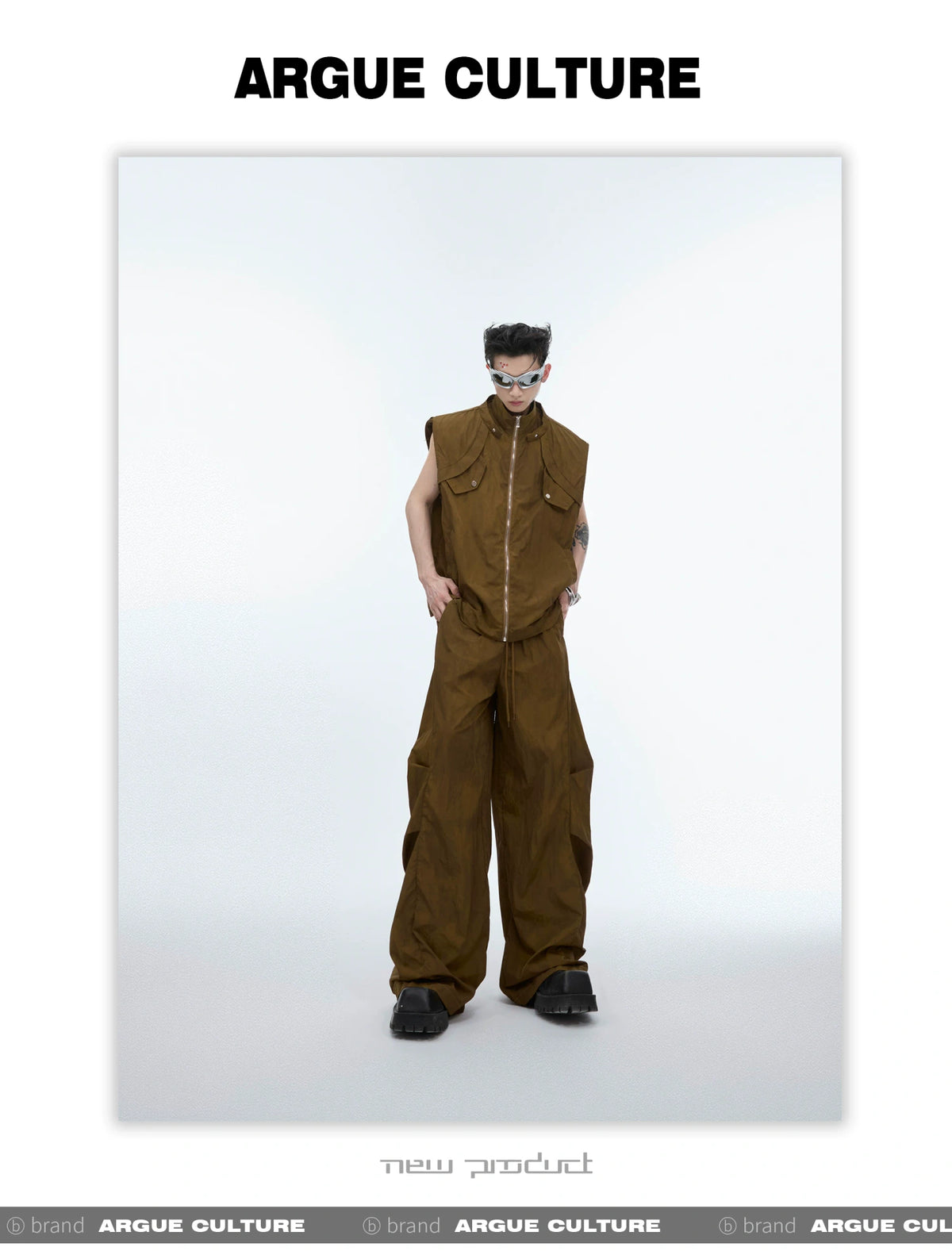 Deconstructed Nylon Utility Vest and Workwear Pants - detail image 10