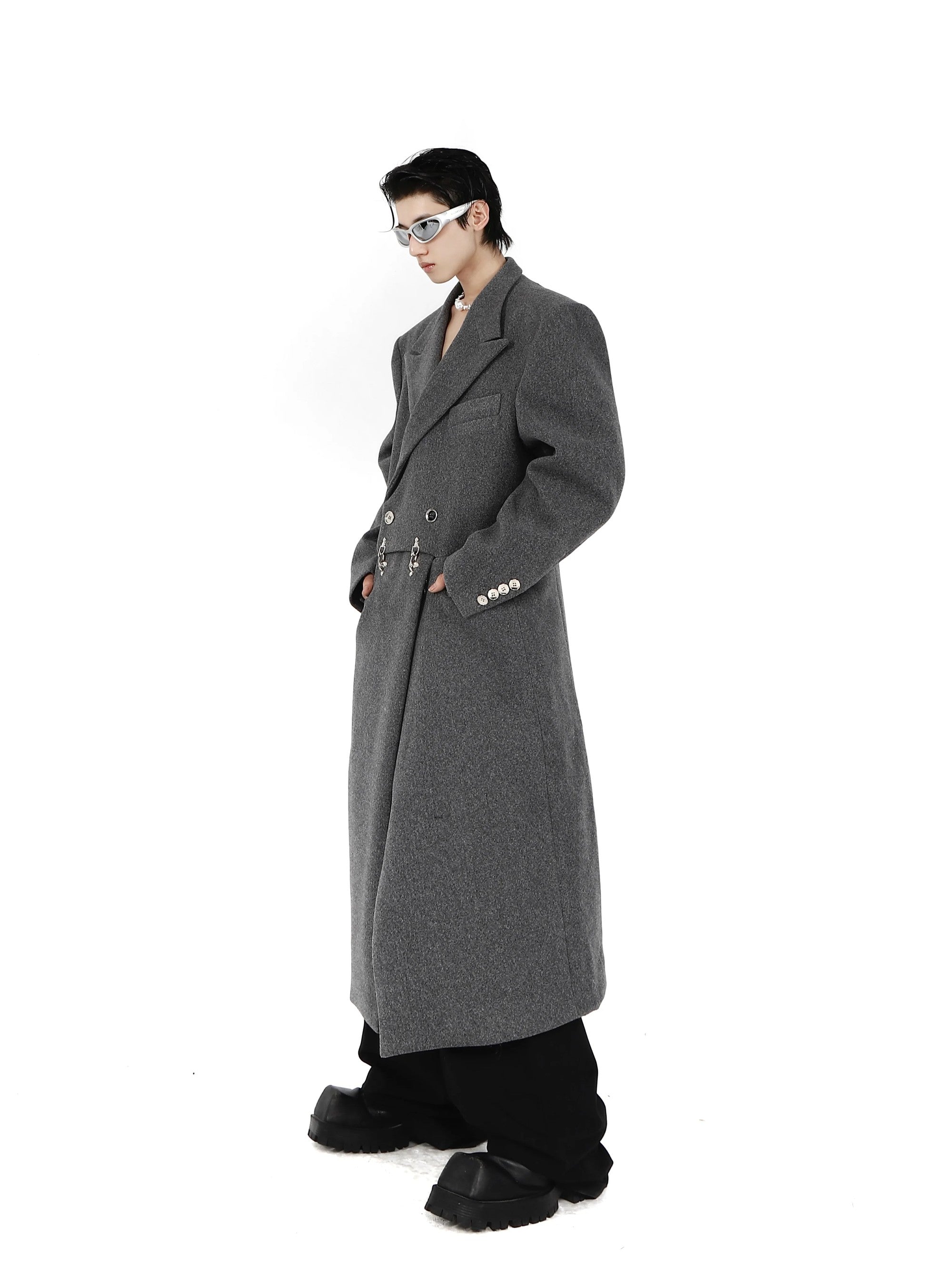 Stylized shot of the punk streetwear wool coat for winter fashion