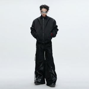 Black version of the deconstructed streetwear padded jacket