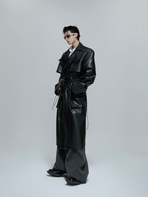 deconstructed-padded-shoulder-leather-trench-coat-black