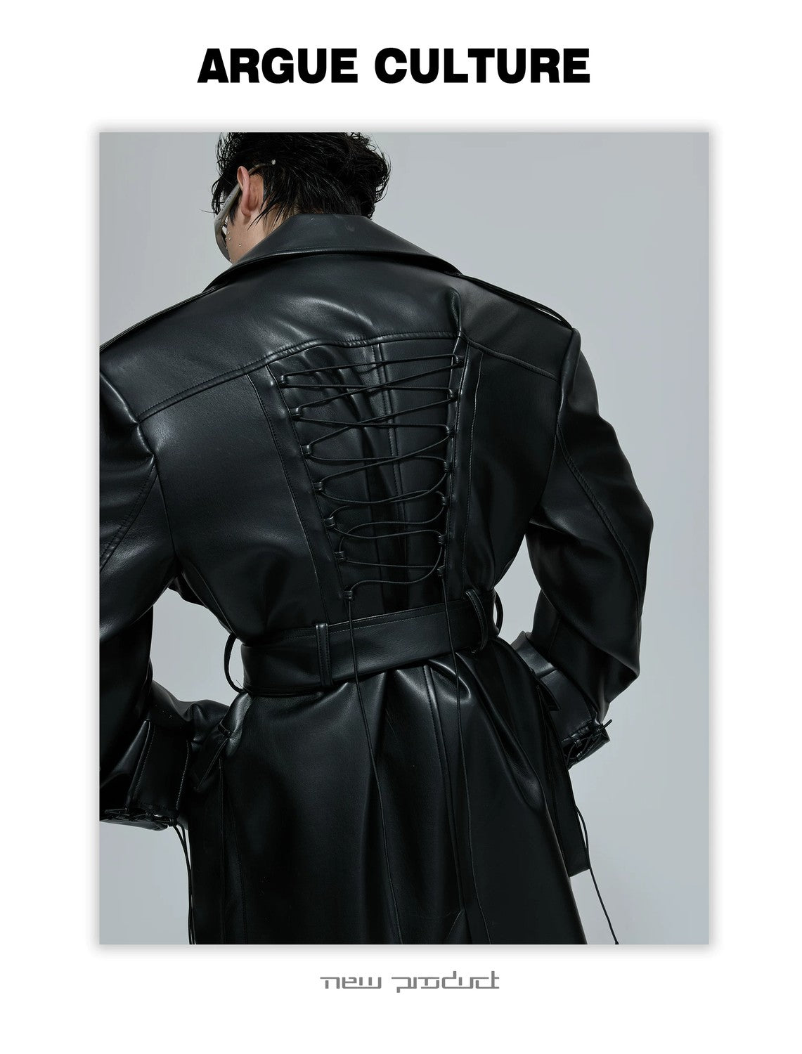 desc::deconstructed-padded-shoulder-leather-trench-coat-detail-img-11