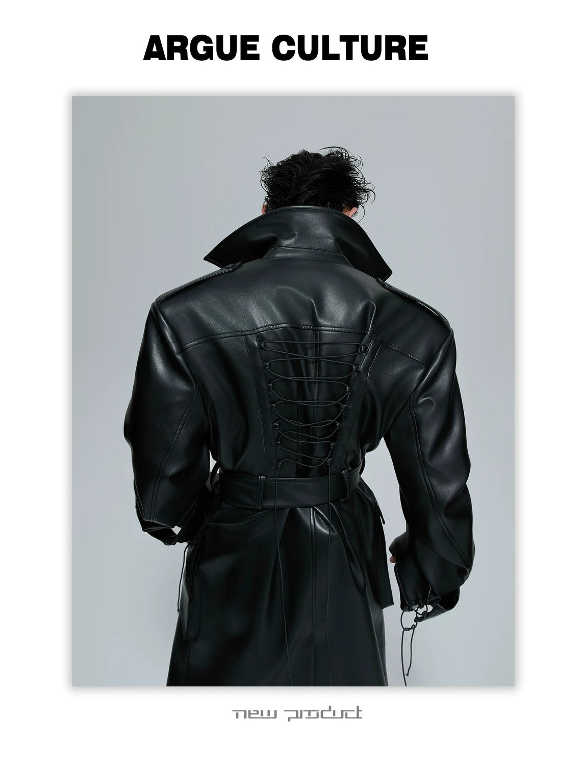 desc::deconstructed-padded-shoulder-leather-trench-coat-detail-img-2
