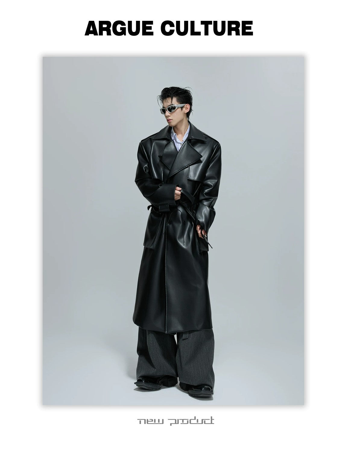 desc::deconstructed-padded-shoulder-leather-trench-coat-detail-img-4