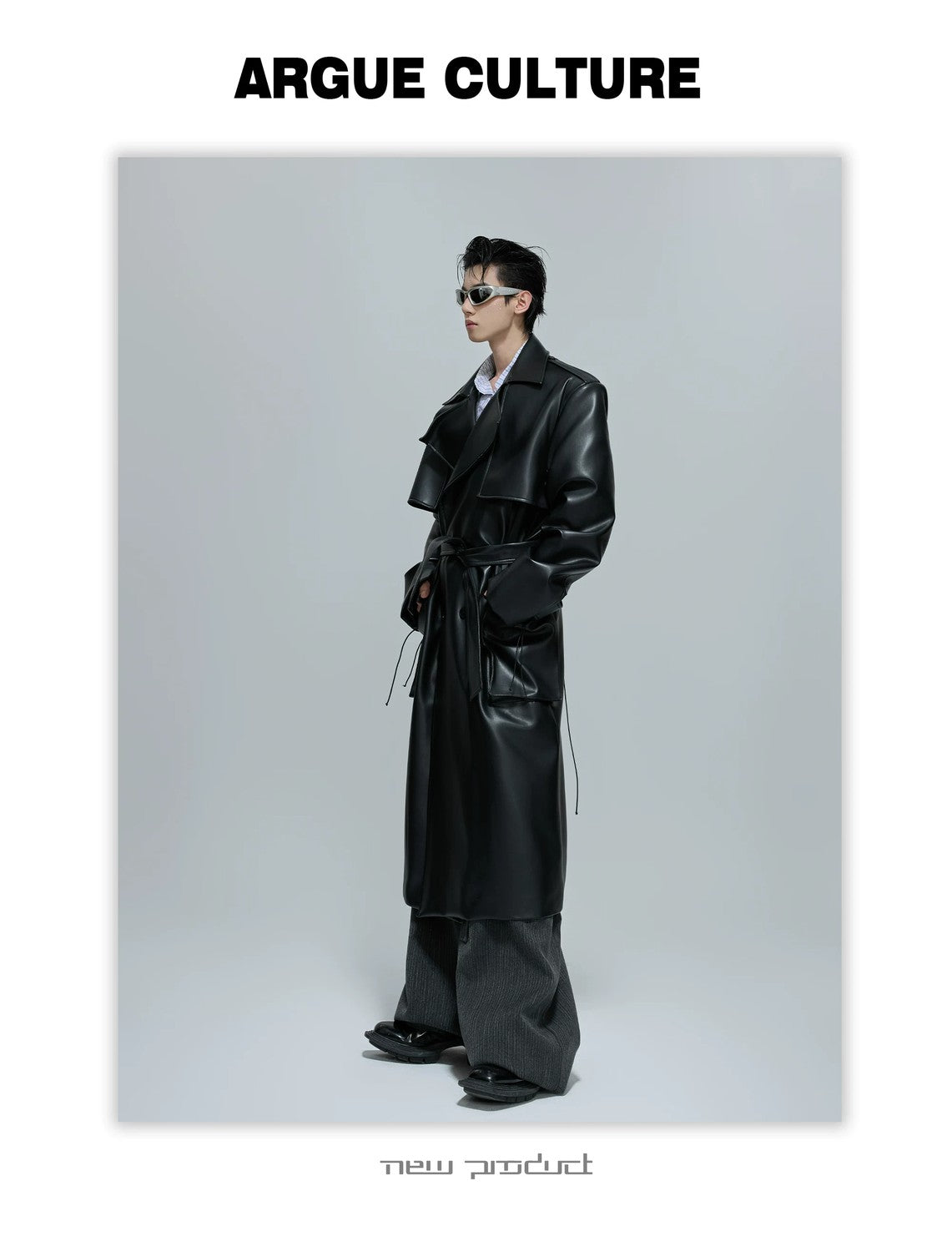 desc::deconstructed-padded-shoulder-leather-trench-coat-detail-img-5