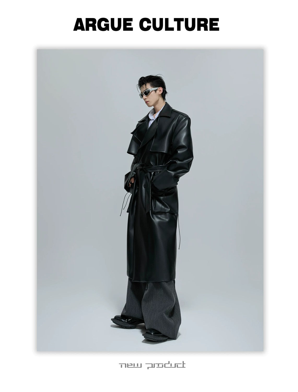 desc::deconstructed-padded-shoulder-leather-trench-coat-detail-img-6