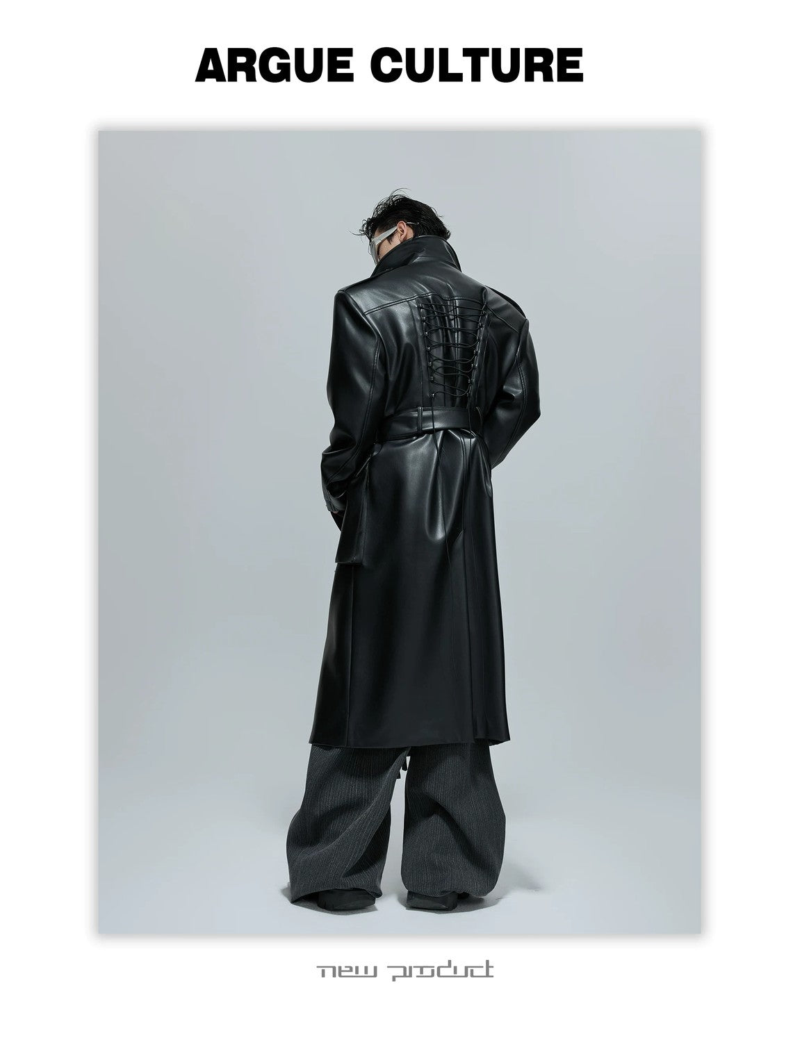 desc::deconstructed-padded-shoulder-leather-trench-coat-detail-img-9