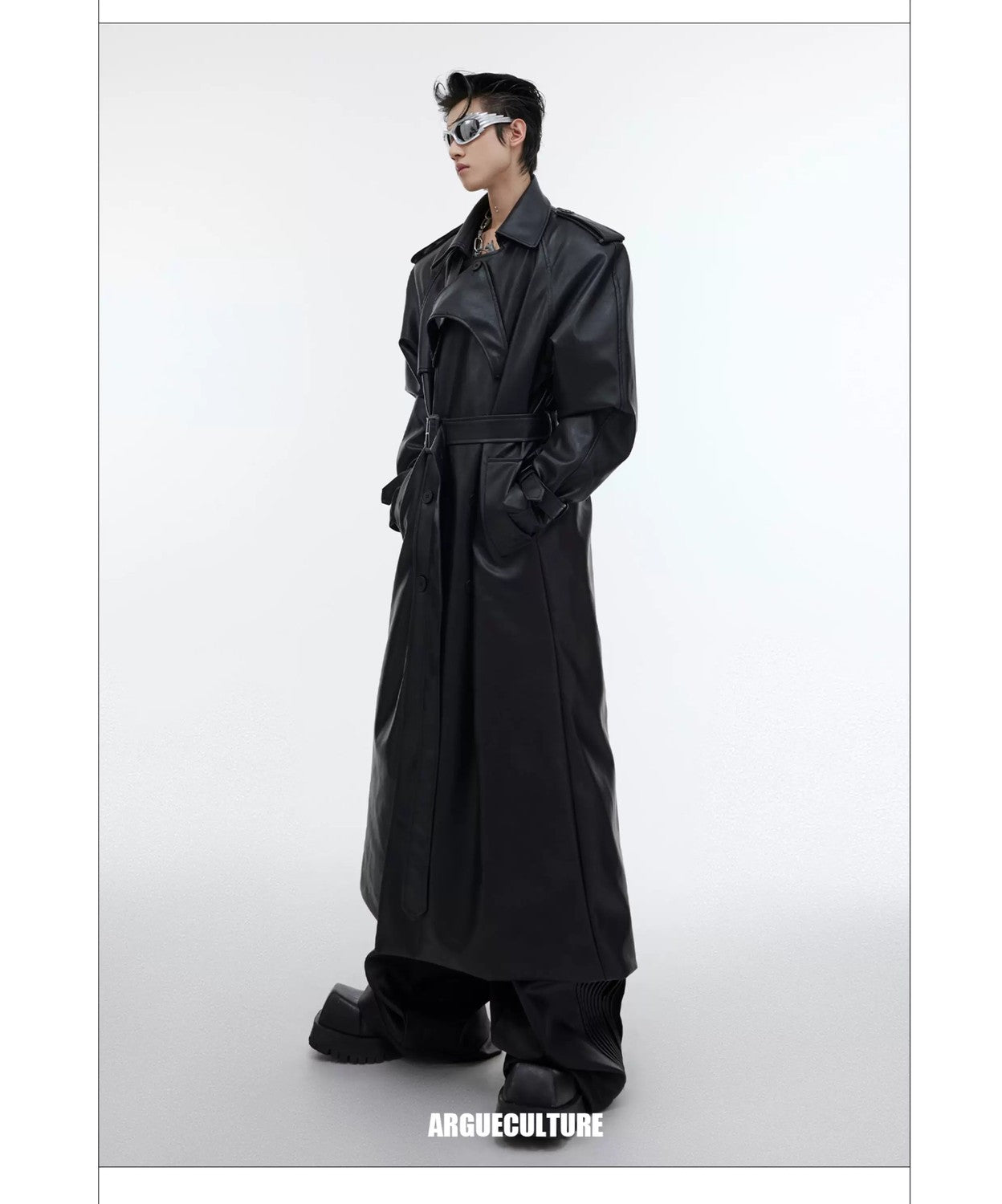 desc::deconstructed-padded-shoulder-pu-leather-long-trench-detail-img-11