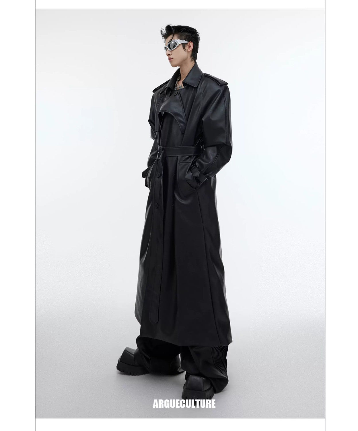 desc::deconstructed-padded-shoulder-pu-leather-long-trench-detail-img-13
