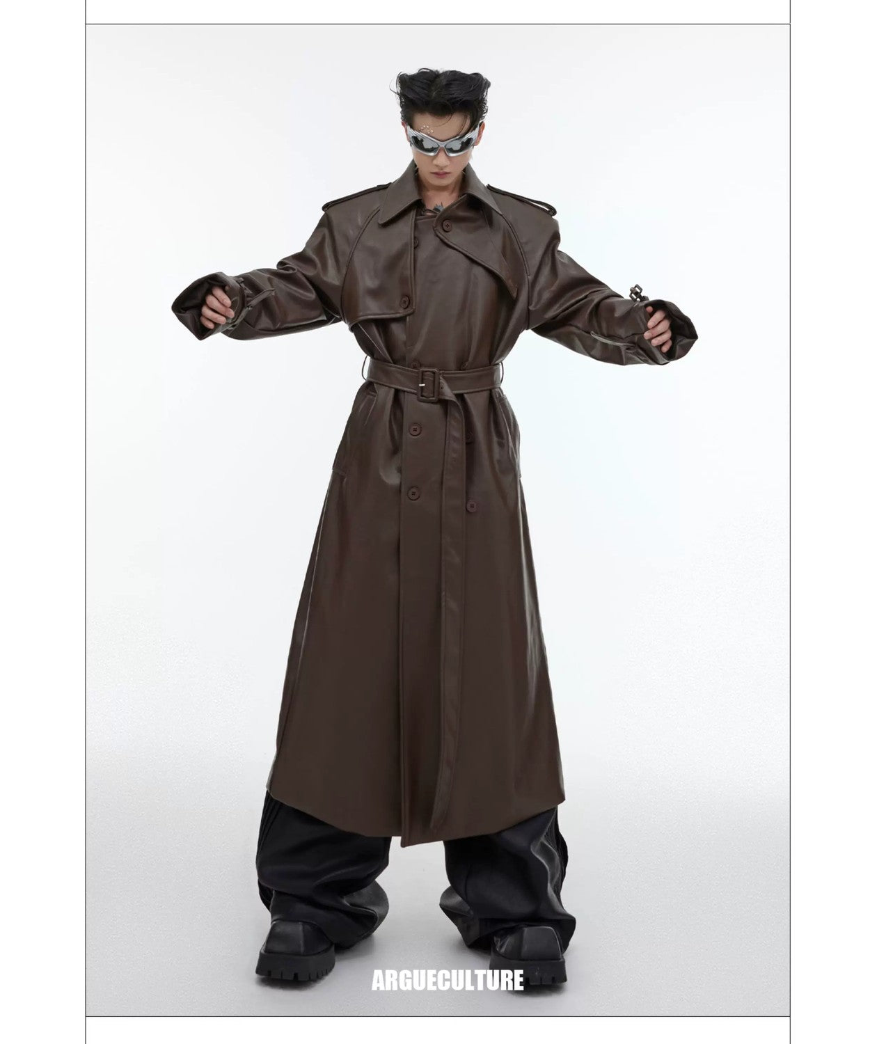 desc::deconstructed-padded-shoulder-pu-leather-long-trench-detail-img-6