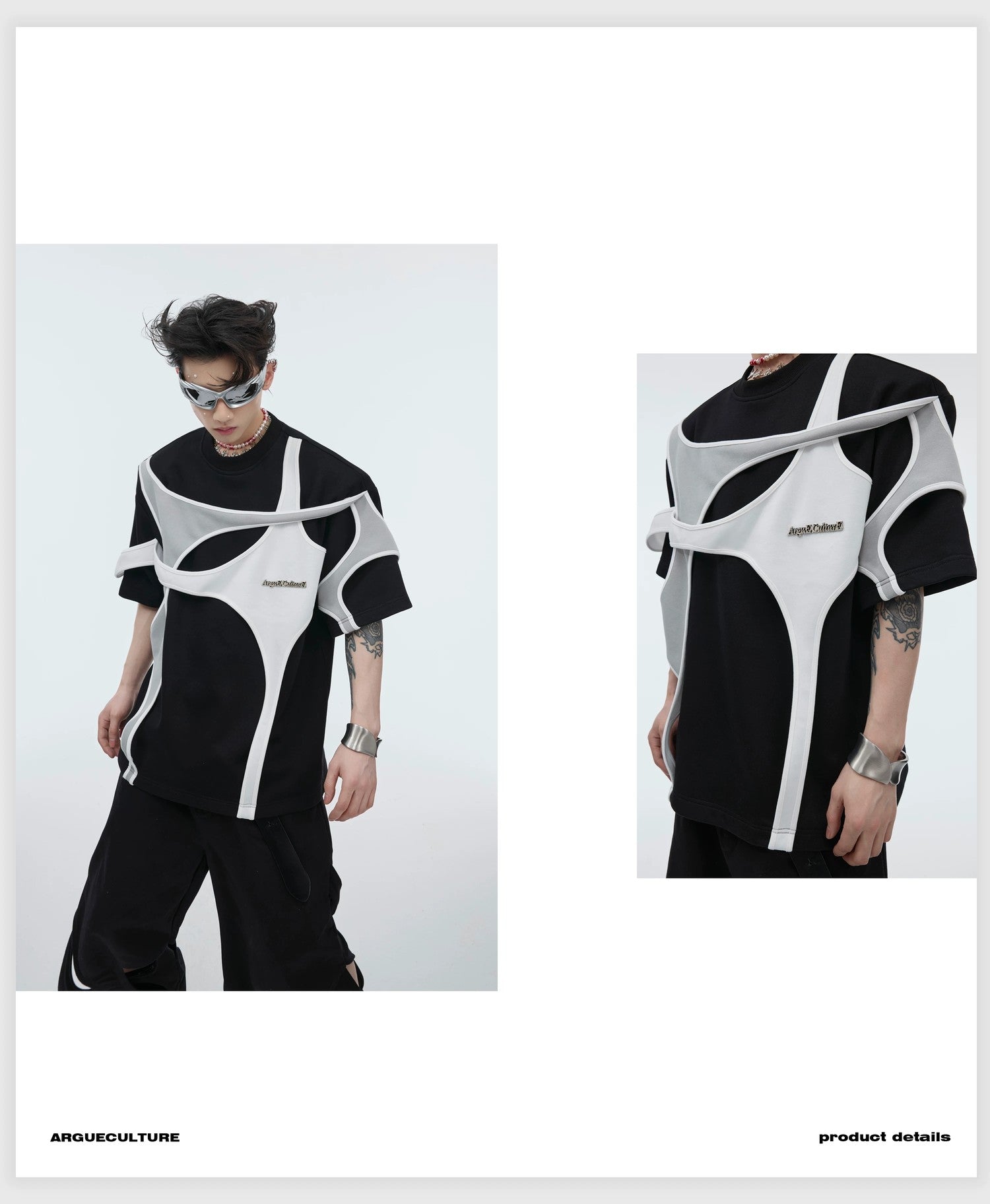 desc::deconstructed-padded-shoulder-tee-boxy-streetwear-t-shirt-detail-img-3