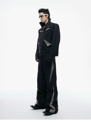 desc::deconstructed-patchwork-cropped-jacket-flare-pants-set-detail-img-4