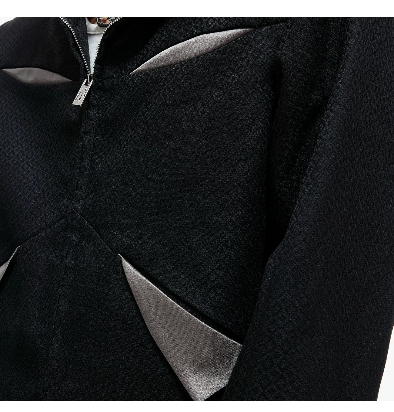desc::deconstructed-patchwork-cropped-jacket-flare-pants-set-detail-img-5