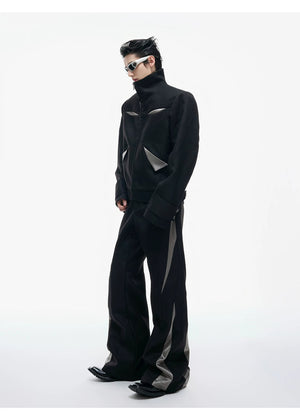 desc::deconstructed-patchwork-cropped-jacket-flare-pants-set-detail-img-6