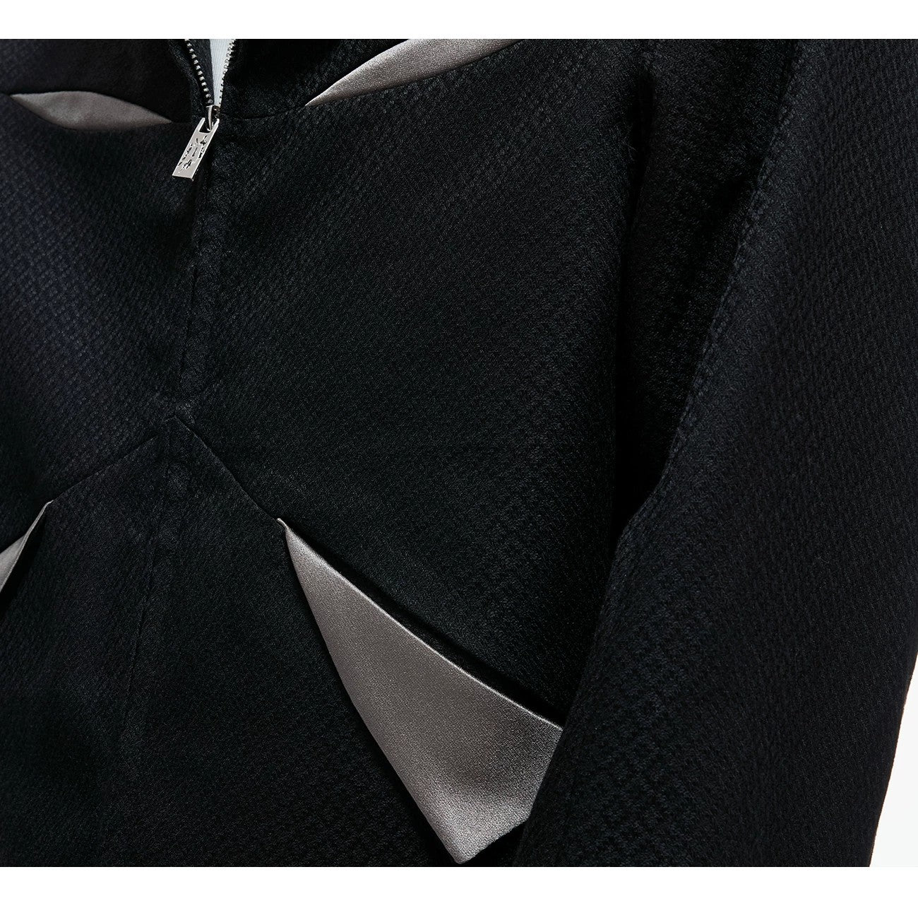 desc::deconstructed-patchwork-cropped-jacket-flare-pants-set-detail-img-9