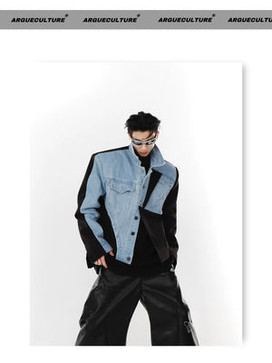 desc::deconstructed-patchwork-denim-blazer-padded-shoulder-jacket-detail-img-3