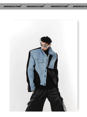 desc::deconstructed-patchwork-denim-blazer-padded-shoulder-jacket-detail-img-4