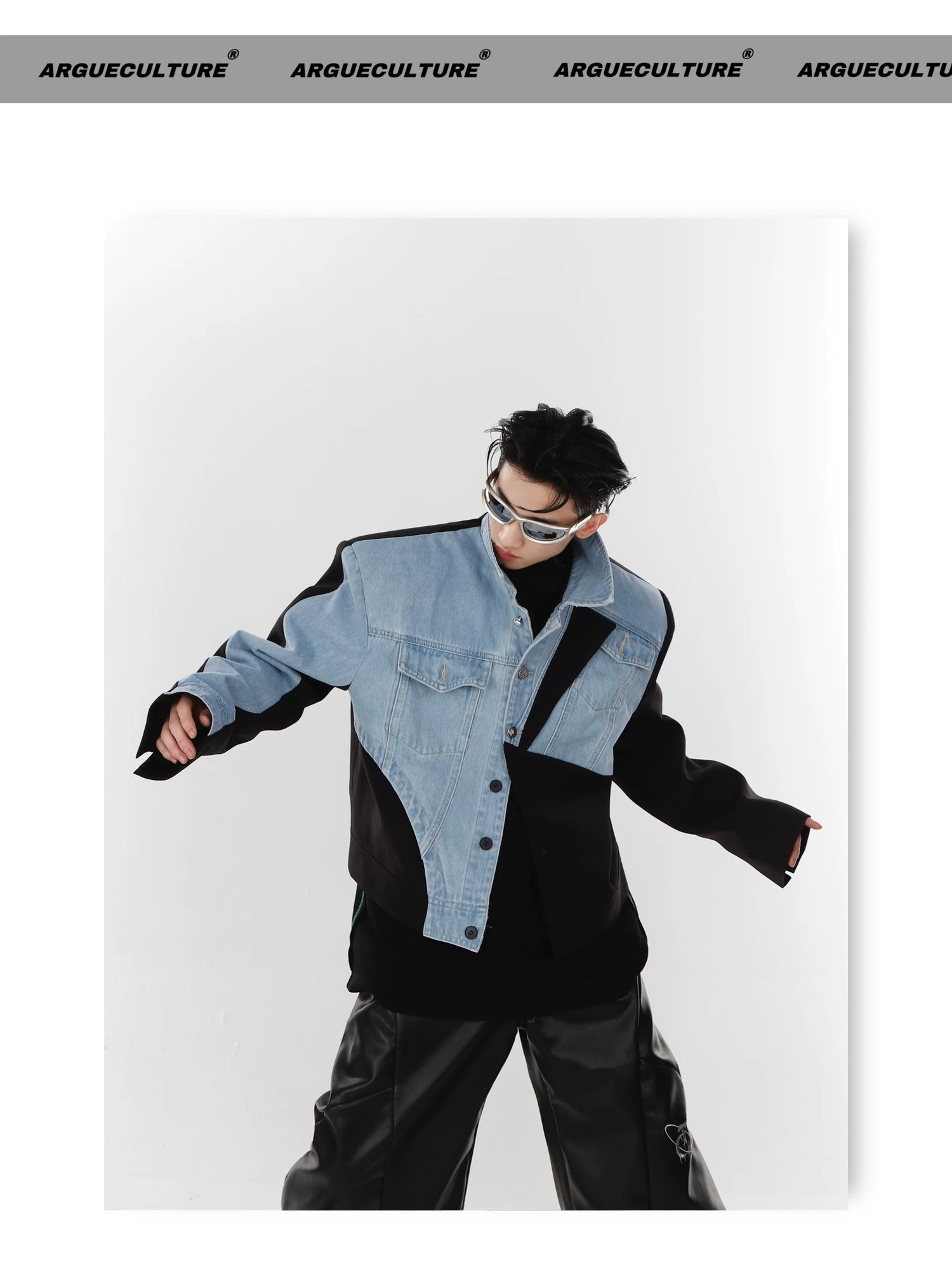 desc::deconstructed-patchwork-denim-blazer-padded-shoulder-jacket-detail-img-6