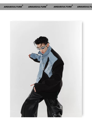 desc::deconstructed-patchwork-denim-blazer-padded-shoulder-jacket-detail-img-7