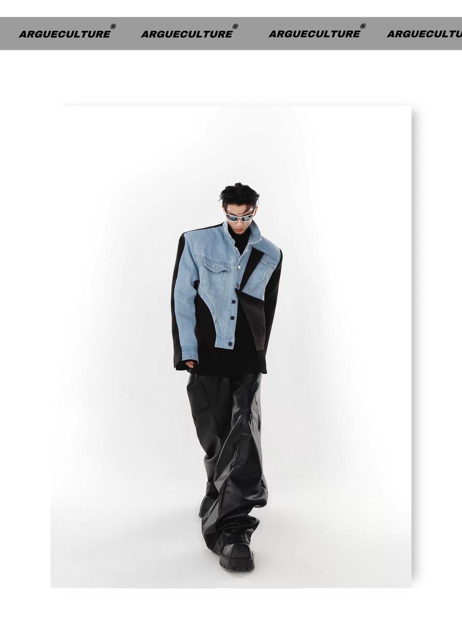 desc::deconstructed-patchwork-denim-blazer-padded-shoulder-jacket-detail-img-8