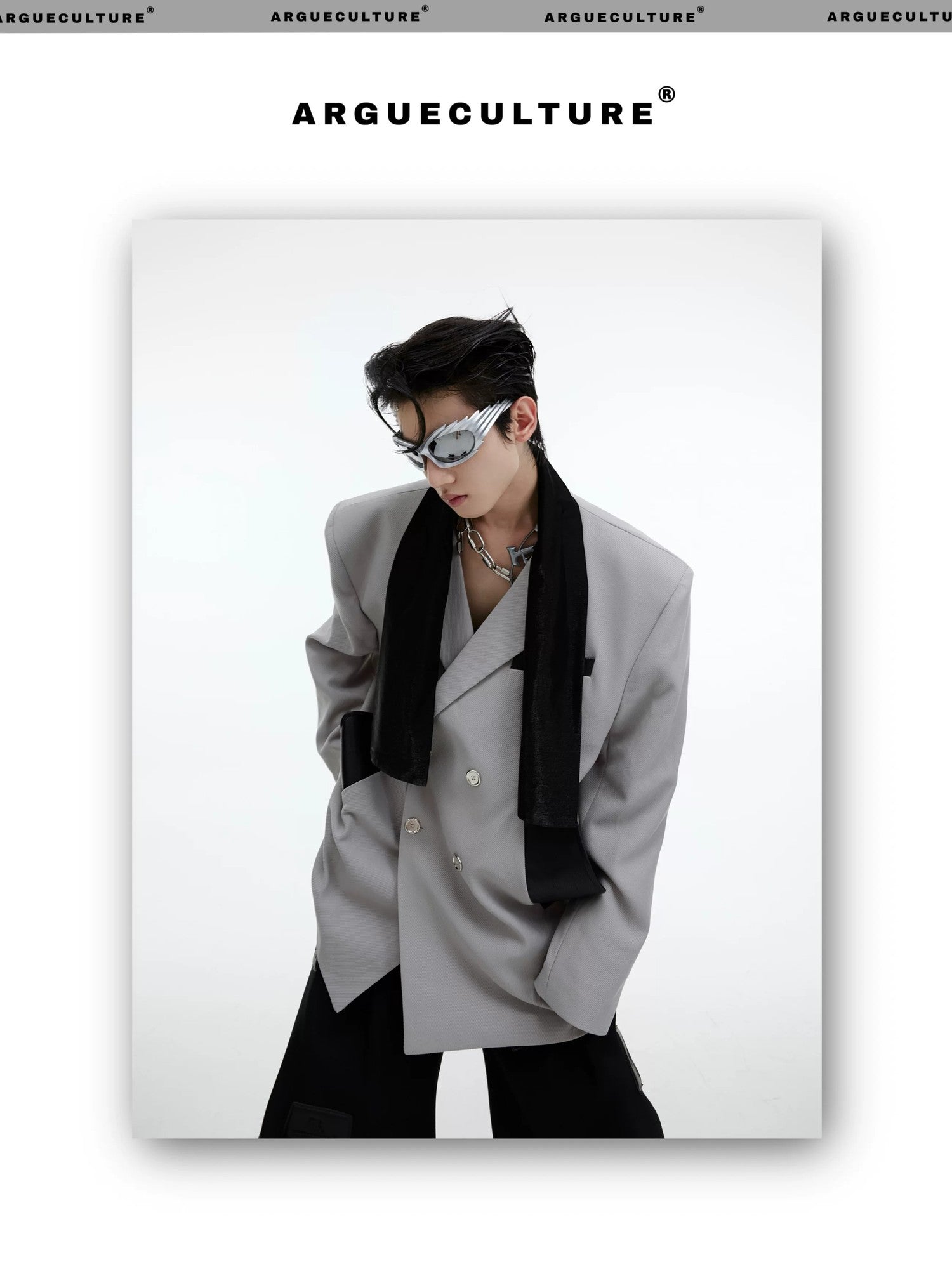 desc::deconstructed-patchwork-tie-oversized-blazer-for-men-detail-img-15