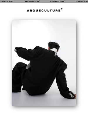 desc::deconstructed-patchwork-tie-oversized-blazer-for-men-detail-img-7