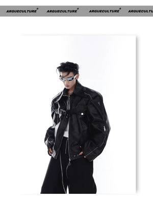 desc::deconstructed-pu-leather-moto-jacket-metal-studded-unisex-detail-img-13