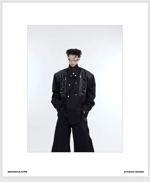 desc::deconstructed-pu-leather-padded-shirt-jacket-loose-fit-detail-img-2