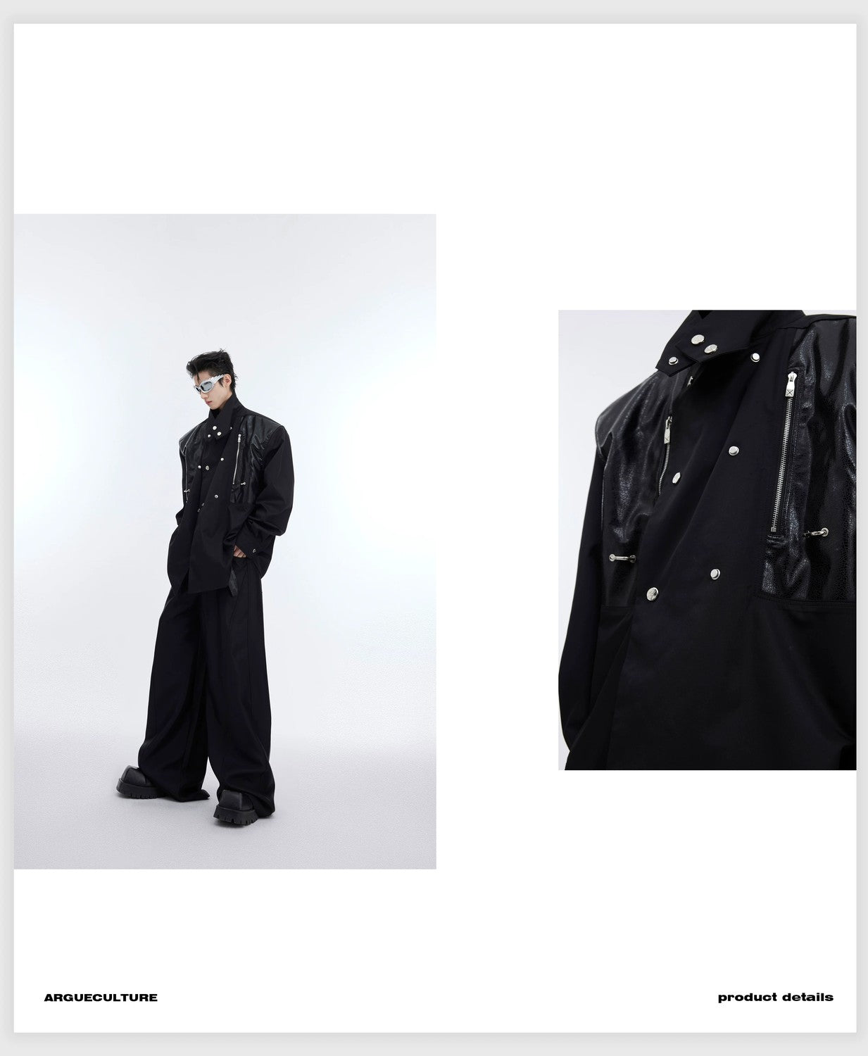 desc::deconstructed-pu-leather-padded-shirt-jacket-loose-fit-detail-img-3
