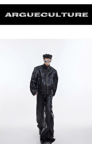 desc::deconstructed-pu-leather-patchwork-biker-set-for-men-detail-img-3