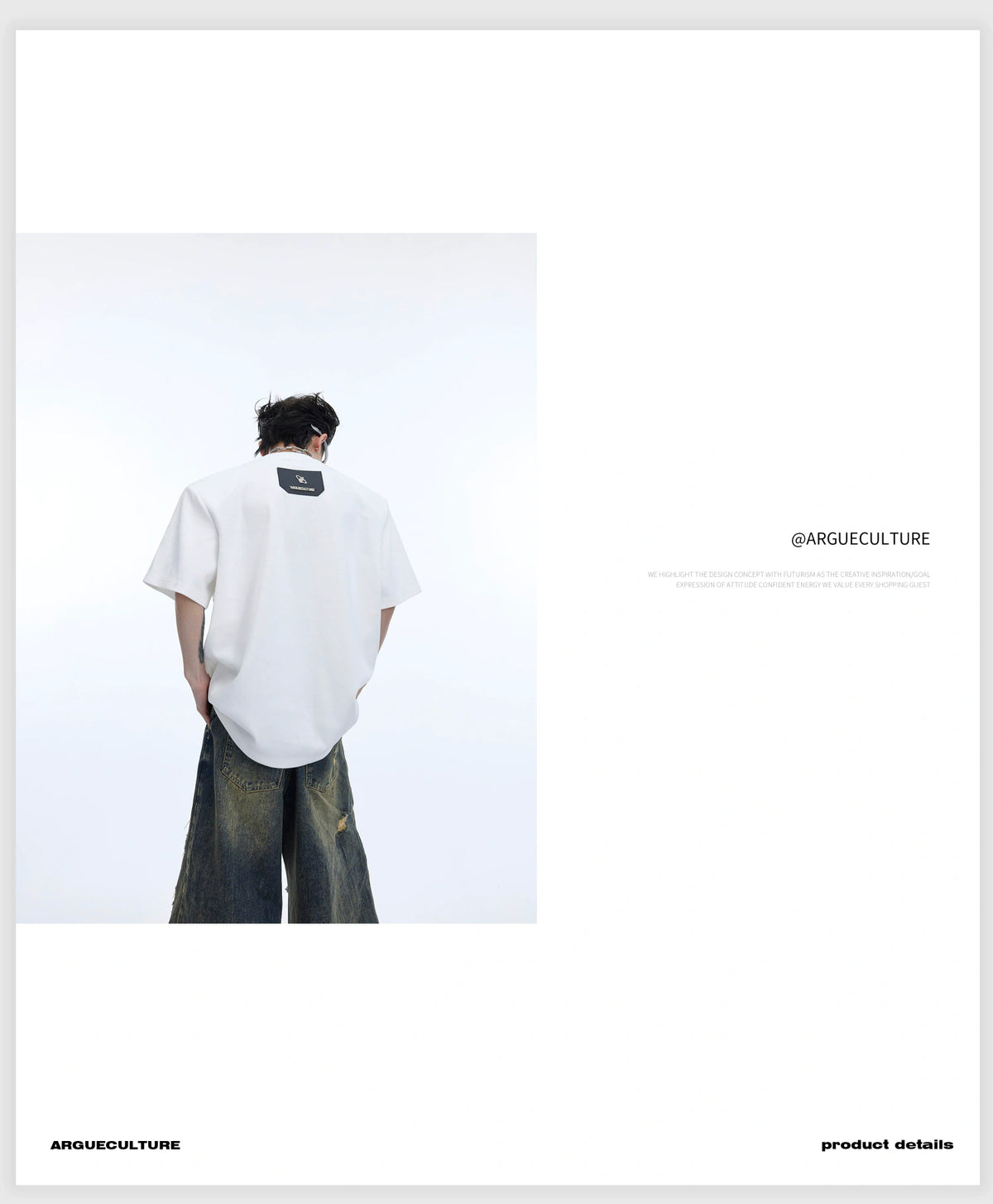 Deconstructed PU-Panel Relaxed Shoulder Pad T-Shirt - detail image 9