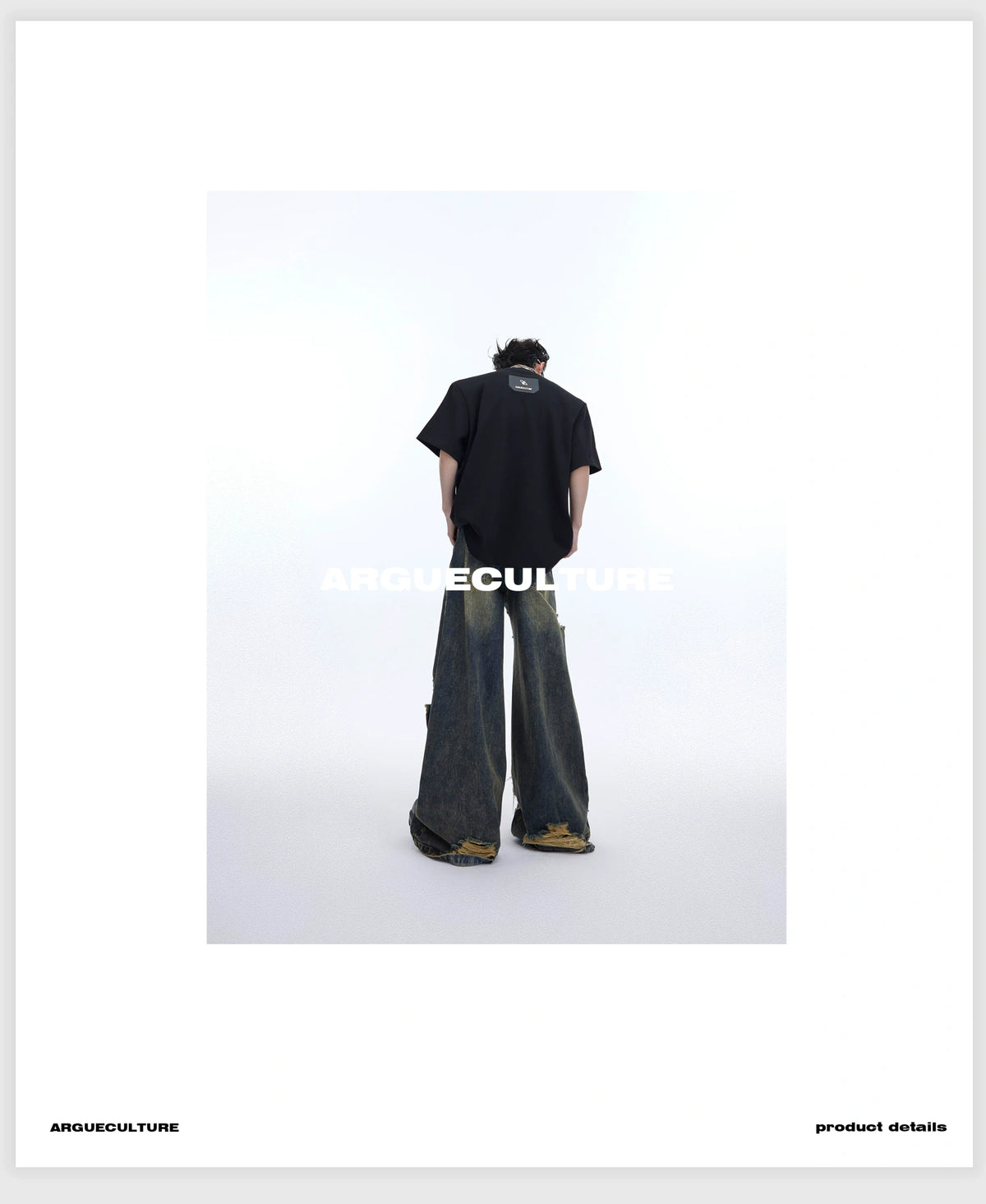 Deconstructed PU-Panel Relaxed Shoulder Pad T-Shirt - detail image 6