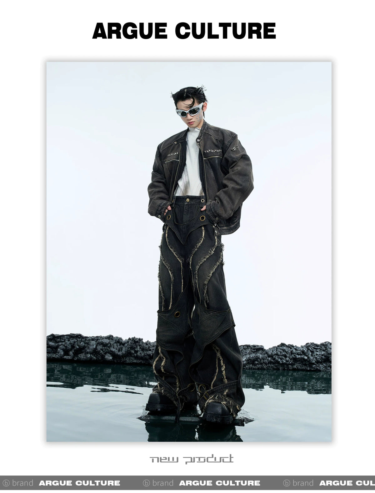 Deconstructed Raw-Edge Wide-Leg Denim Jeans - detail image 19