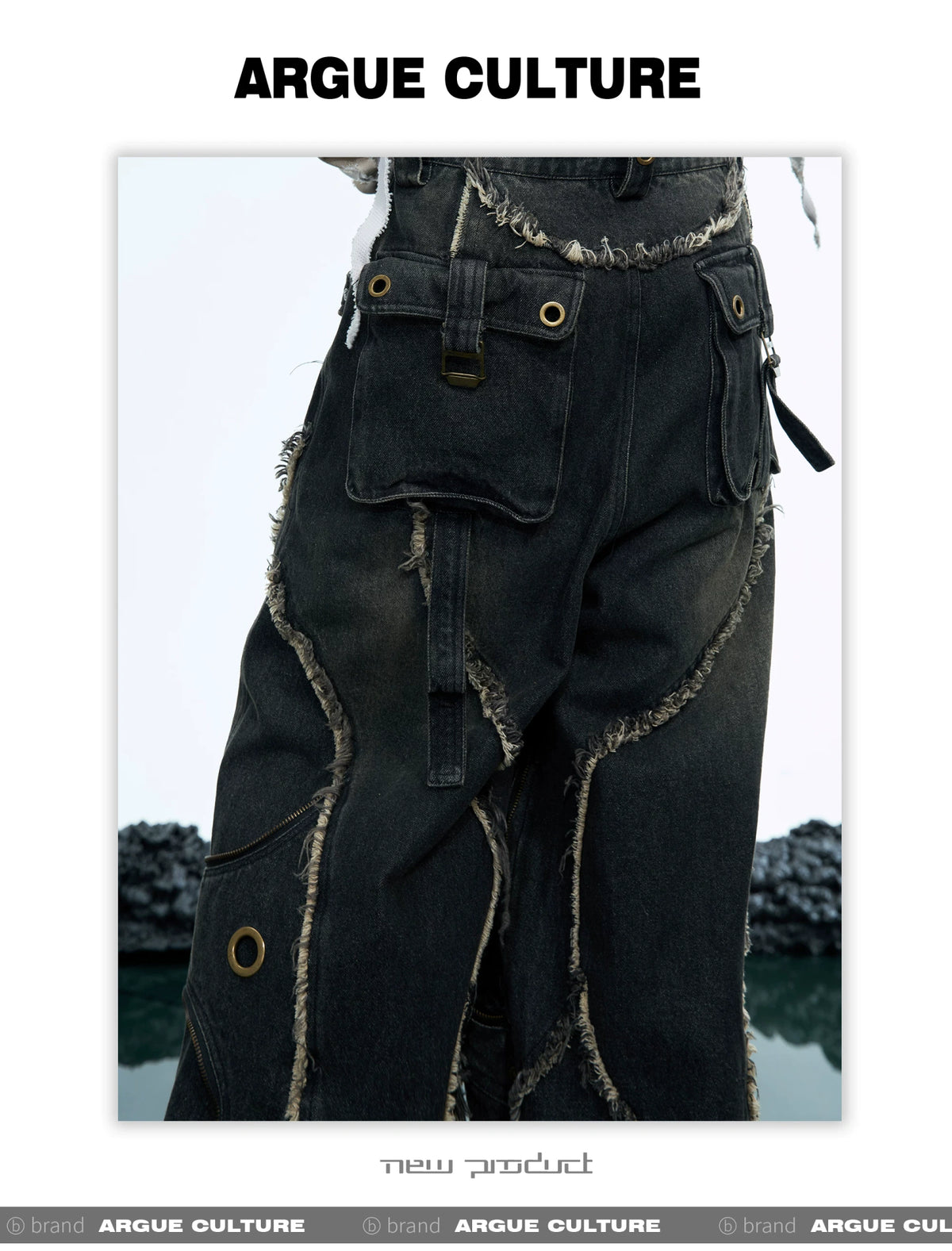 Deconstructed Raw-Edge Wide-Leg Denim Jeans - detail image 16