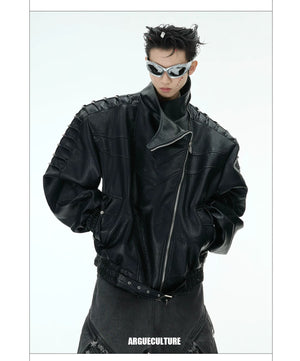 desc::deconstructed-rivet-moto-jacket-mens-streetwear-detail-img-11