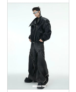 desc::deconstructed-rivet-moto-jacket-mens-streetwear-detail-img-12