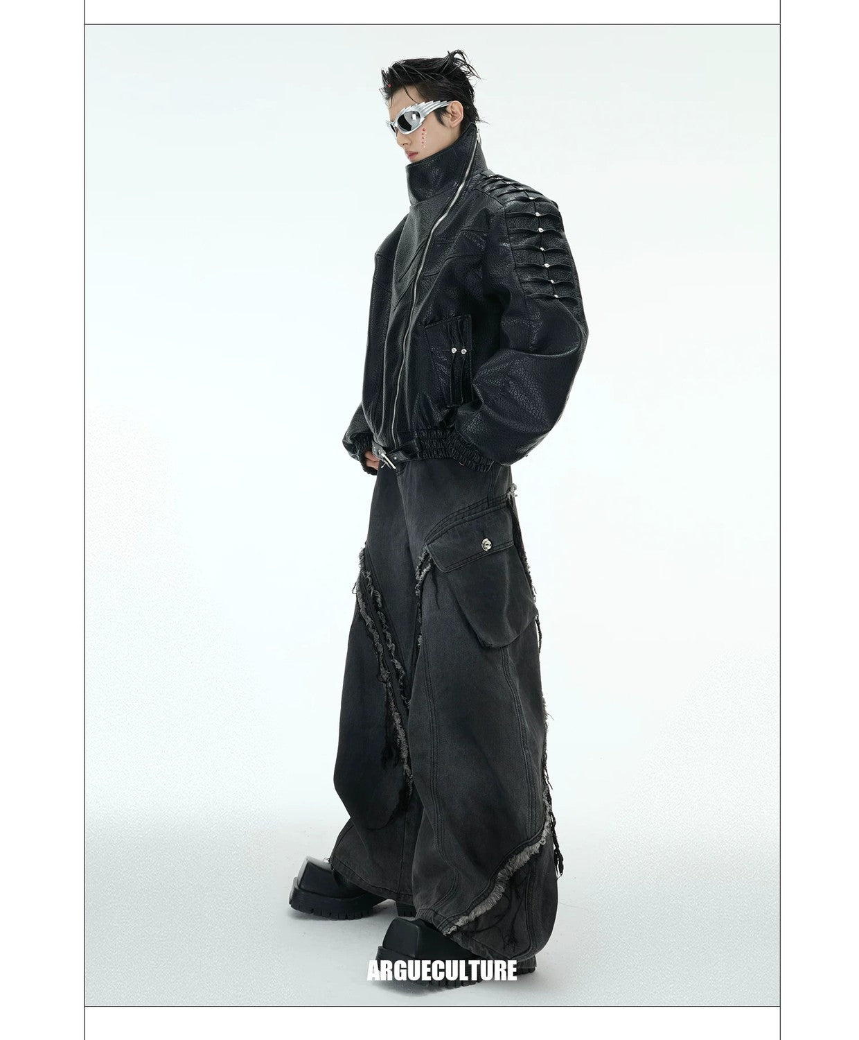 desc::deconstructed-rivet-moto-jacket-mens-streetwear-detail-img-13