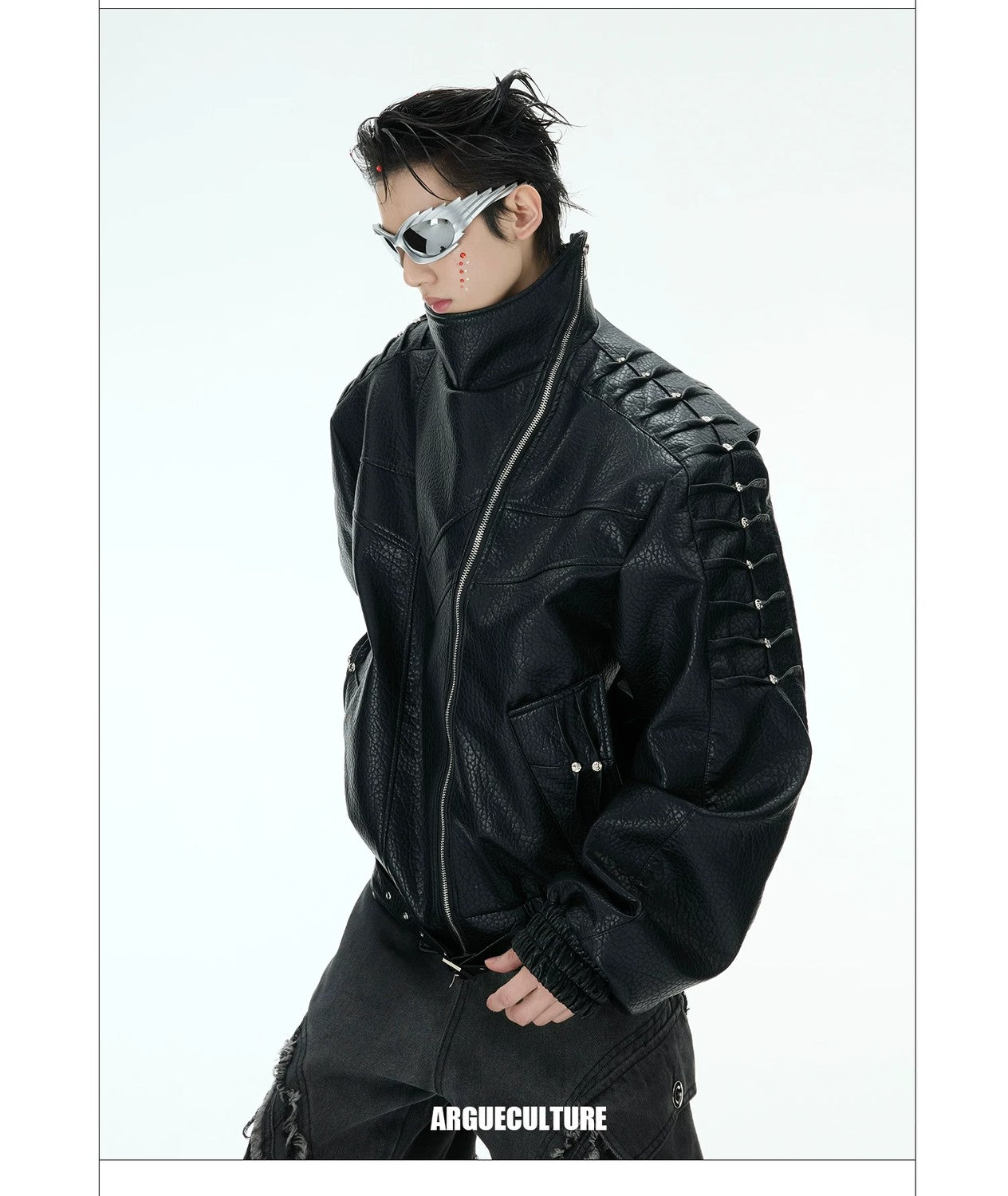 desc::deconstructed-rivet-moto-jacket-mens-streetwear-detail-img-8