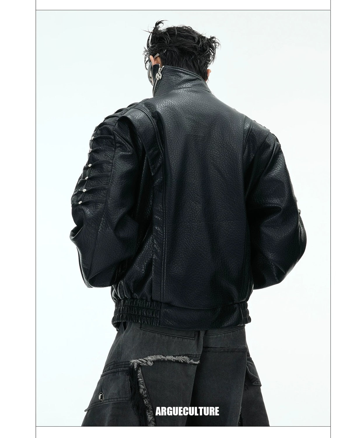desc::deconstructed-rivet-moto-jacket-mens-streetwear-detail-img-9