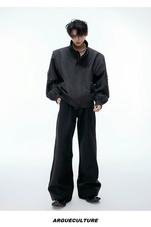 desc::deconstructed-rivet-stand-collar-loose-jacket-detail-img-12