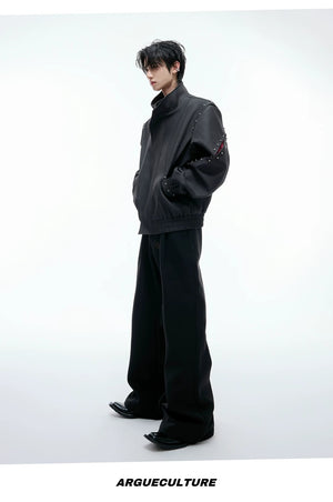 desc::deconstructed-rivet-stand-collar-loose-jacket-detail-img-13