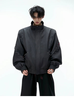 desc::deconstructed-rivet-stand-collar-loose-jacket-detail-img-4