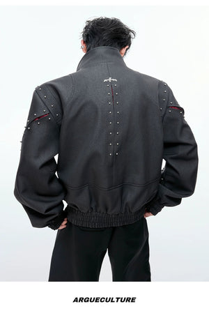 desc::deconstructed-rivet-stand-collar-loose-jacket-detail-img-8